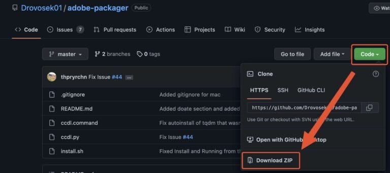 Скачивание adobe-packager с сайта Github