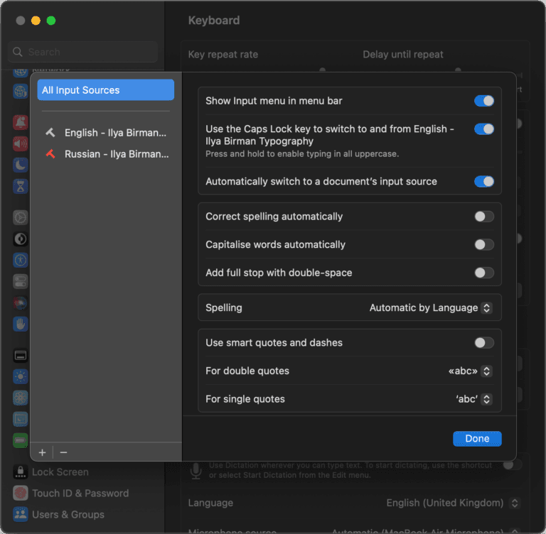 Удалить „неудаляемую“ раскладку клавиатуры в macOS 2 Список только необходимых раскладок